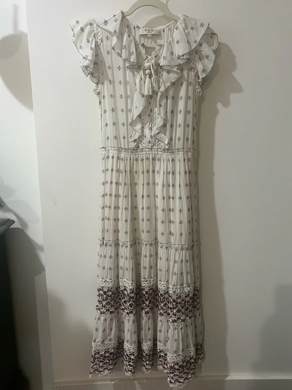 Sea New York Cream Maxi Dress with Brown Floral Border - Picture 2 of 6